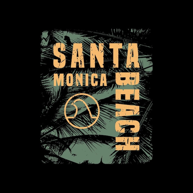 Tipografia de ilustração da praia de santa mônica para adesivo de logotipo de pôster de camiseta ou vestuário