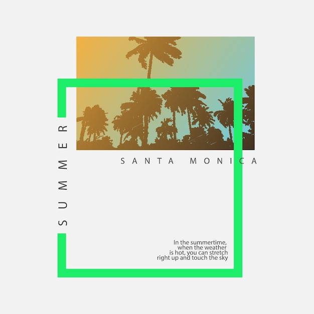 Tipografia de ilustração de praia de santa monica perfeita para design de camiseta