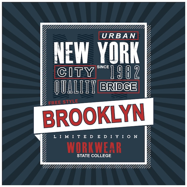 Tipografia de nova york para impressão de ilustração de camiseta vetorial arte vintage