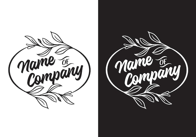 Tipografia logo planta oval ilustração vetorial modelo preto branco cor design elegante bom para qualquer indústria