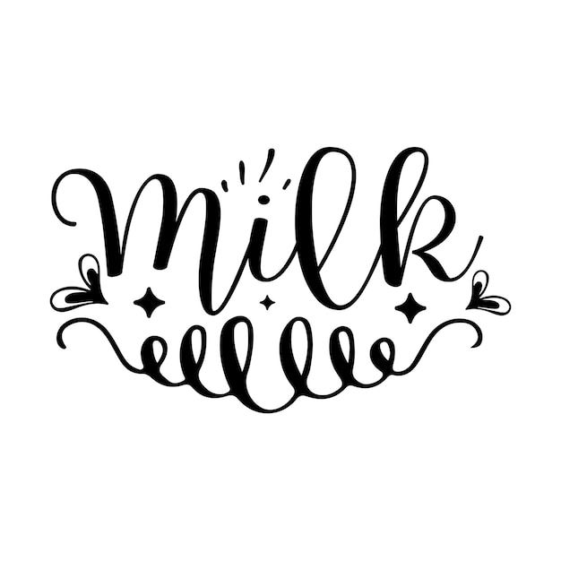 Vetor tipografia milk kitchen t-shirts e designs svg para roupas e acessórios