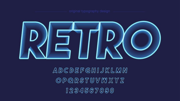 Tipografia neon blue lines