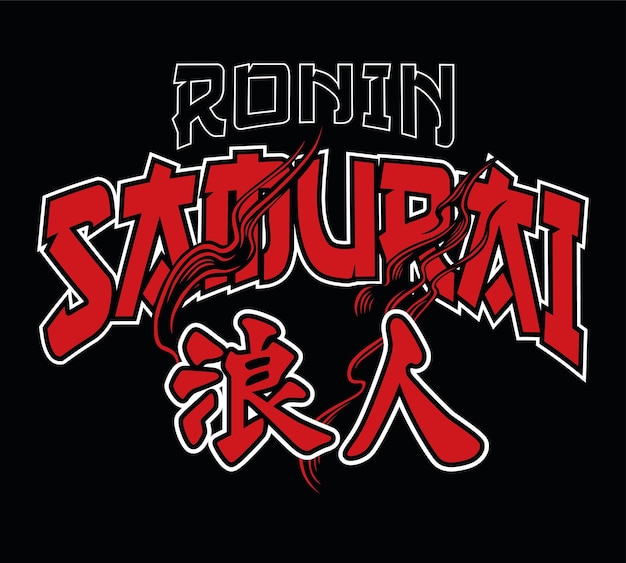 Tipografia ronin samurai com tradução japonesa ronin