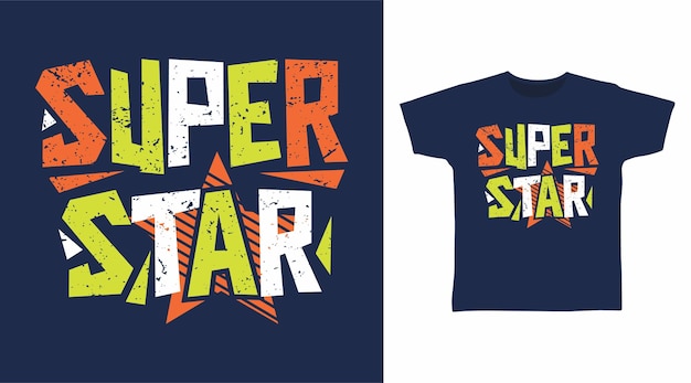 Tipografia super estrela para design de camisetas