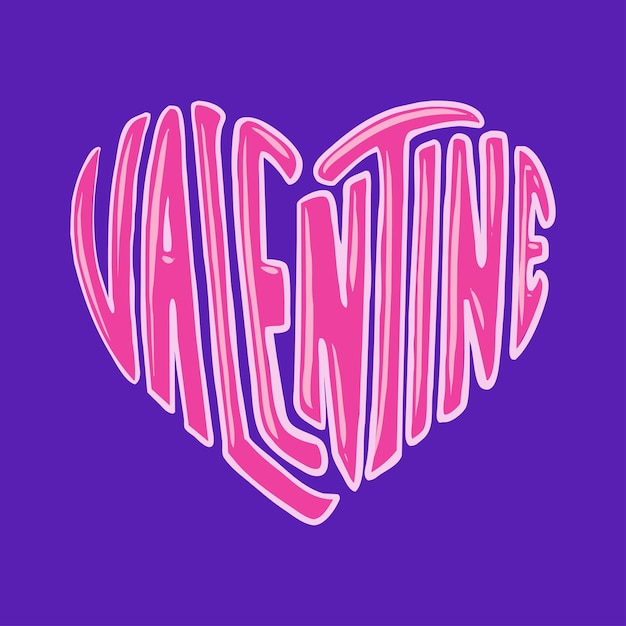 Tipografia valentine com ilustração de forma de amor