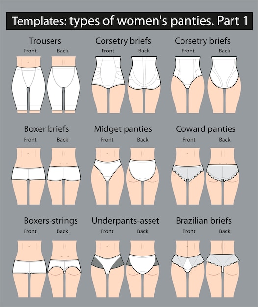 Tipos de calcinhas femininas para substituição de amostras de tecido