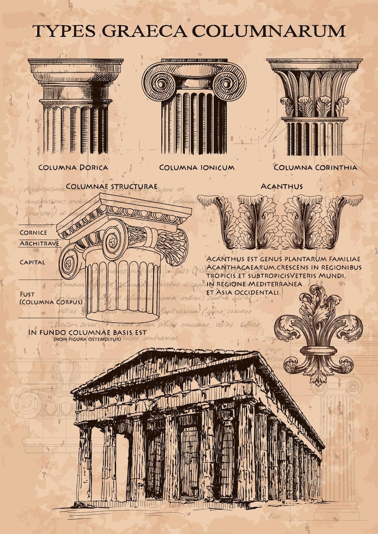 Vetor tipos de cartaz de colunas gregas