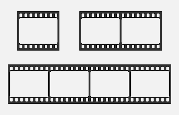 Tira de filme de cinema em branco isolada em ilustração vetorial de fundo branco