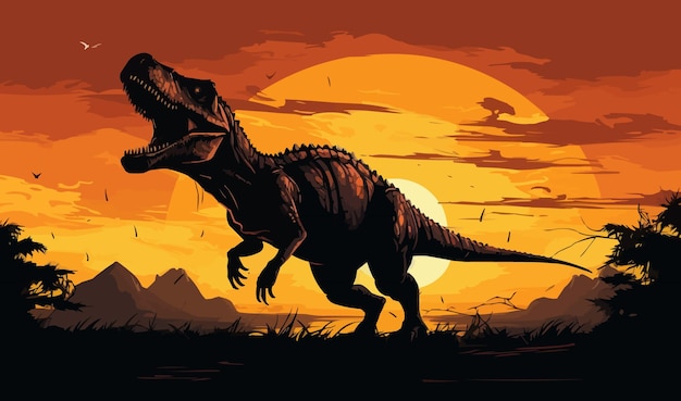 Vetor tiranossauro dinossauro silhueta ilustração vetorial dino arte
