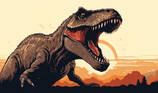 Vetor tiranossauro dinossauro silhueta ilustração vetorial dino arte