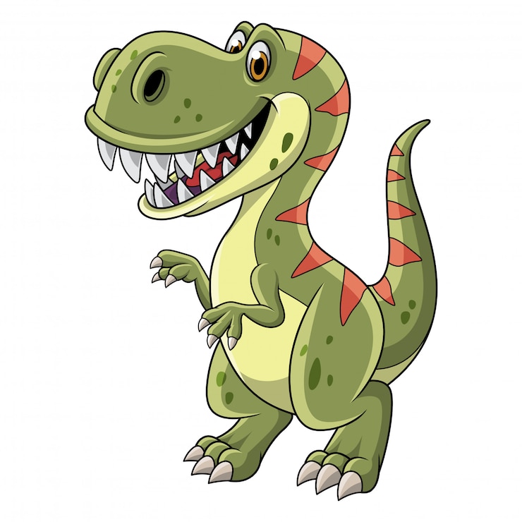 Tiranossauro dos desenhos animados isolado no fundo branco