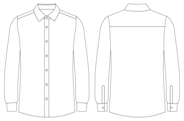 Título Camiseta de mangas longas masculina desenho vetorial de esboço plano ilustração modelo de desenho vectorial mock up design