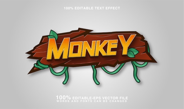 Título de filme de desenho animado de efeito de texto de animal de macaco