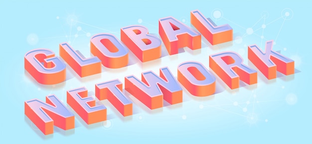 Vetor título de rede global isométrico