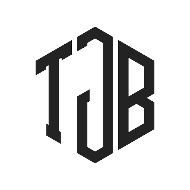 TJB Logo Design Letra inicial TJB Monograma Logotipo usando forma de hexágono