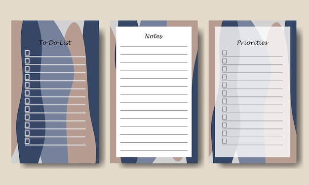 To Do List and Notes Template with Abstract Blue Taupe Background