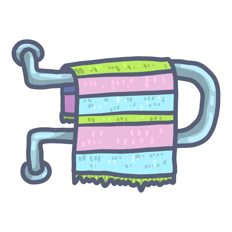Vetor toalha no ícone do secador de banho ilustração desenhada à mão de toalha no ícone vetor do secador de banho para web design