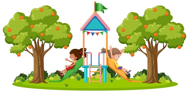 Vetor tobogã de playground ao ar livre para crianças