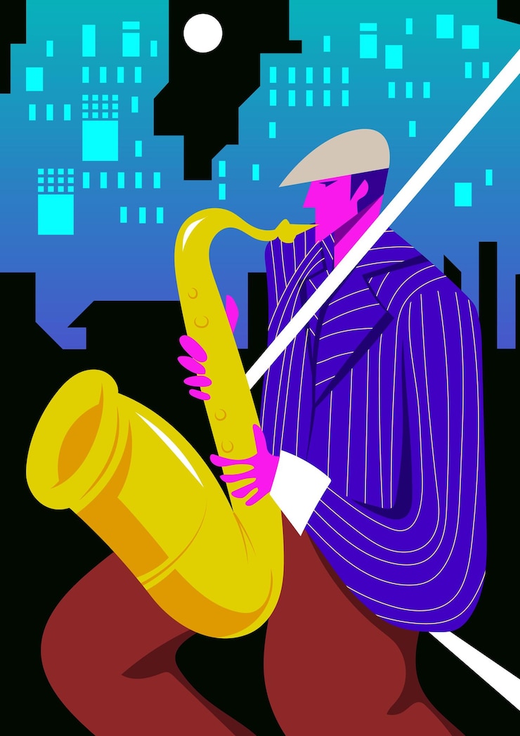 Vetor tocar saxafone