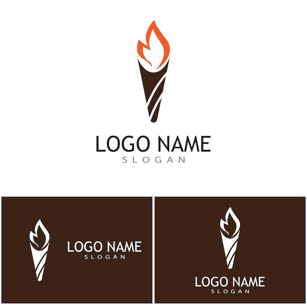 Vetor tocha com design de ilustração vetorial de logotipo de chama