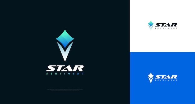 Tocha de design de logotipo blue star torch com estrela como chama adequado para logotipo de negócios e tecnologia