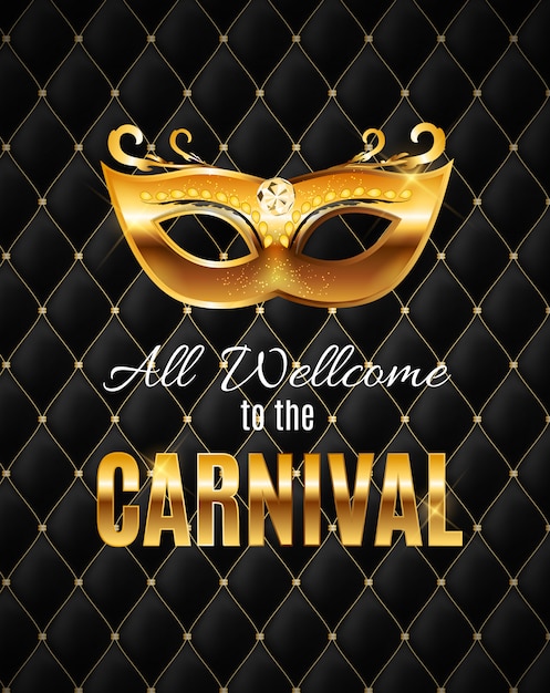 Todos são bem vindos ao Carnaval, Evento Popular no Brasil. Design com máscara de festa. Conceito Masquerade.