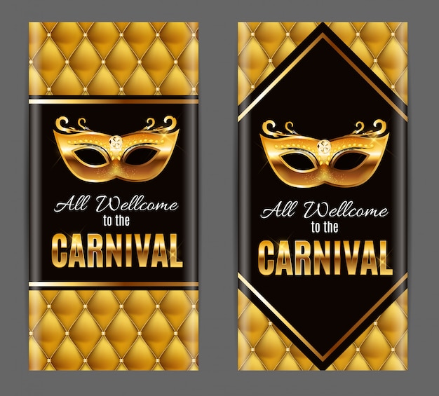 Todos são bem vindos ao Carnaval, Evento Popular no Brasil. Design com máscara de festa. Conceito Masquerade.