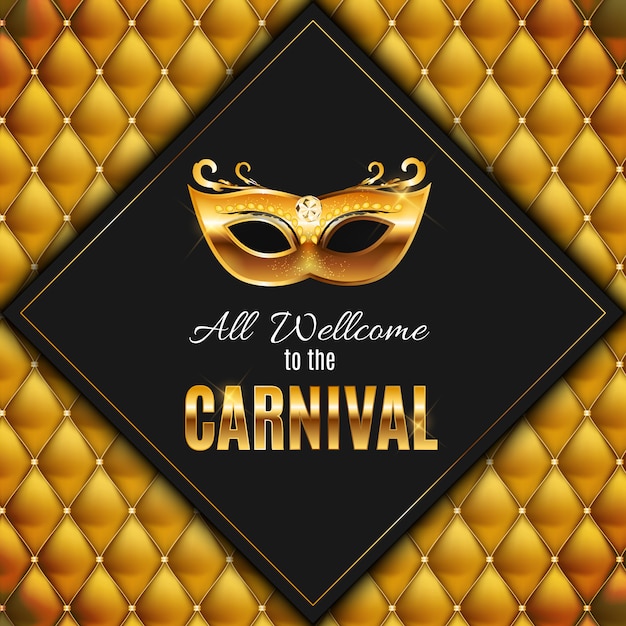 Todos são bem vindos ao Carnaval, Evento Popular no Brasil. Design com máscara de festa. Conceito Masquerade.
