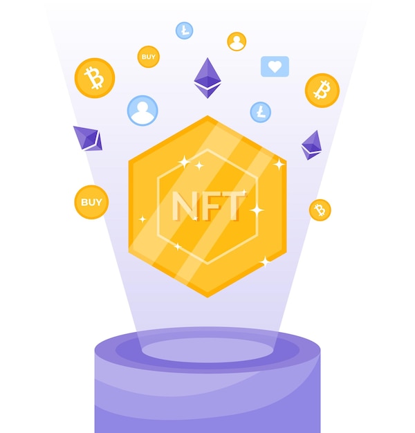 Token não fungível do conceito nft moeda criptográfica diferente na tecnologia digital do jogo de arte