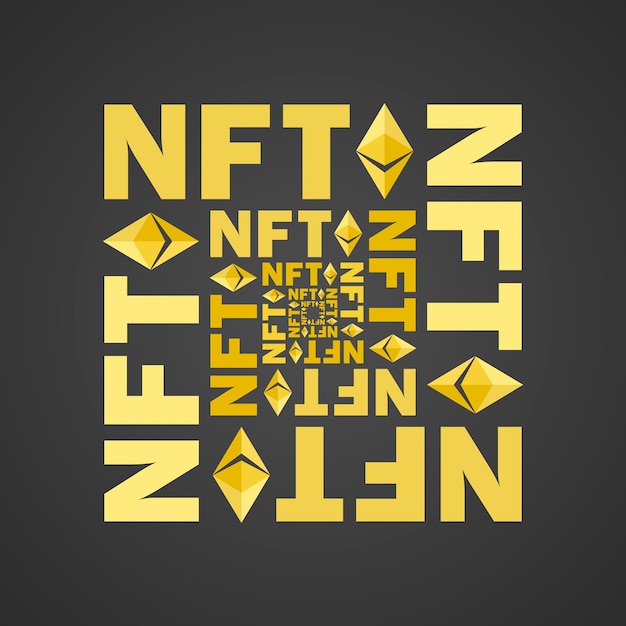 Token nft em arte criptográfica banner token não fungível token não fungível nft em tecnologia blockchain em arte criptográfica digital erc20 criptomoeda e arte