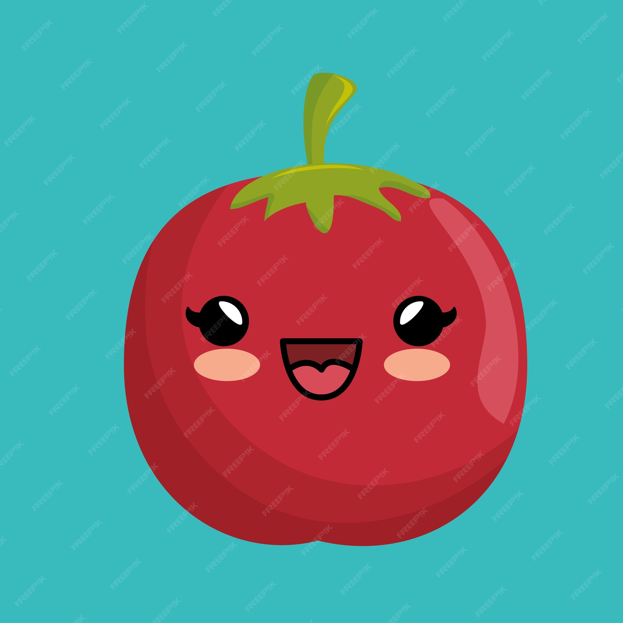 Boné Desenho vegetal do tomate vermelho Kawaii