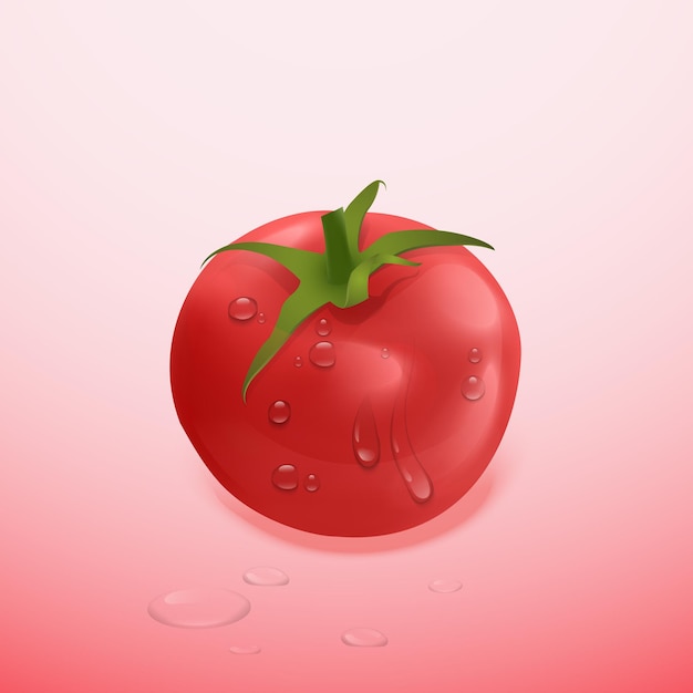 Tomate maduro e vermelho isolado, tomate em estilo realista, ilustração