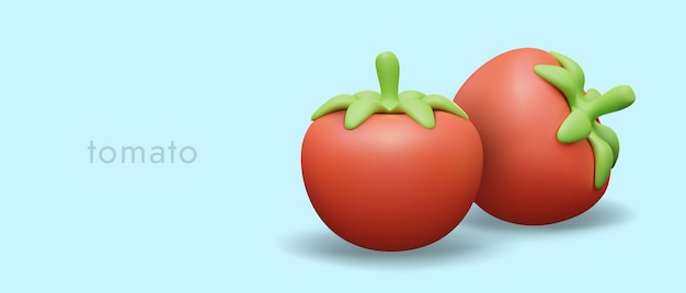 Tomates vermelhos realistas em estilo plasticina conceito publicitário bonito em fundo azul