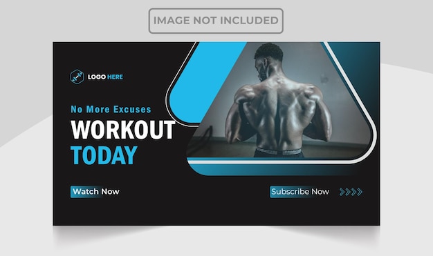 Tonificação muscular youtube miniatura fitness ginásio e modelo editável de design de treino.
