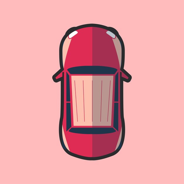 top view carro vermelho com contorno plano desenho vetorial