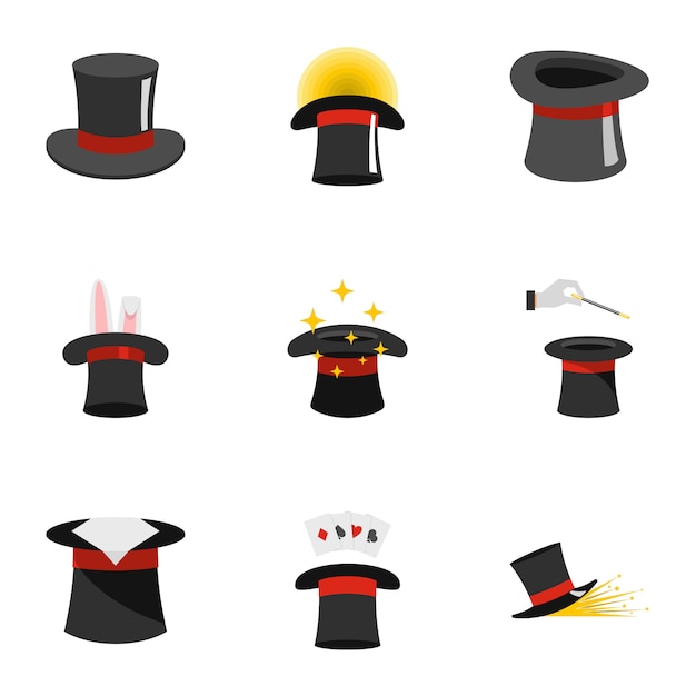 Topper icons set, flat style