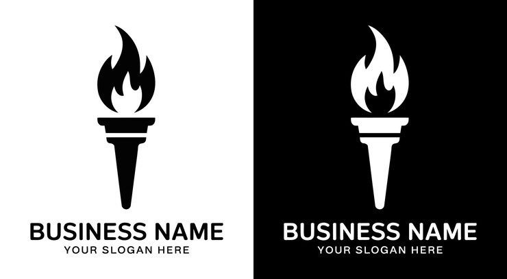 Vetor torch and flame logo bold guidance negro para a educação