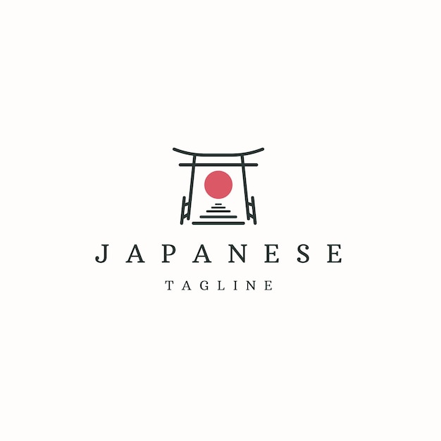 Torii gate japão logotipo ícone design modelo plana vetor