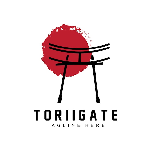 Torii gate logo história japonesa ícone de portão ilustração chinesa modelo de marca de empresa de design de madeira