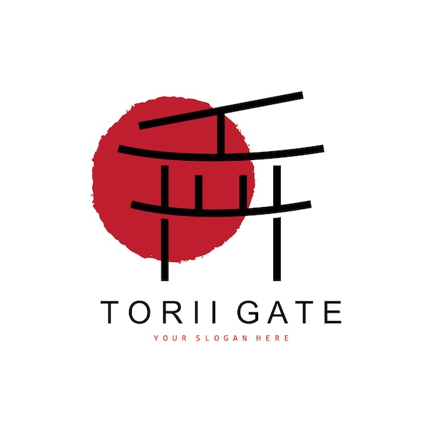 Vetor torii gate logo japonês design de edifícios ícone de modelo de ilustração vetorial da china ícone