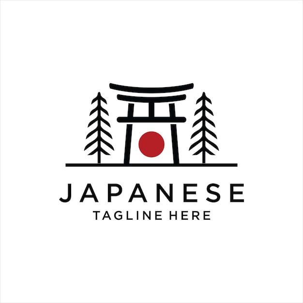 Torii logotipo cultura japonesa símbolo ilustração vetorial design torii logo design