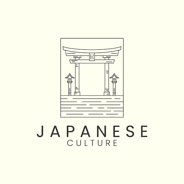 Vetor torii portão emblema japonês minimalista linha arte logotipo ícone ilustração modelo design vetorial