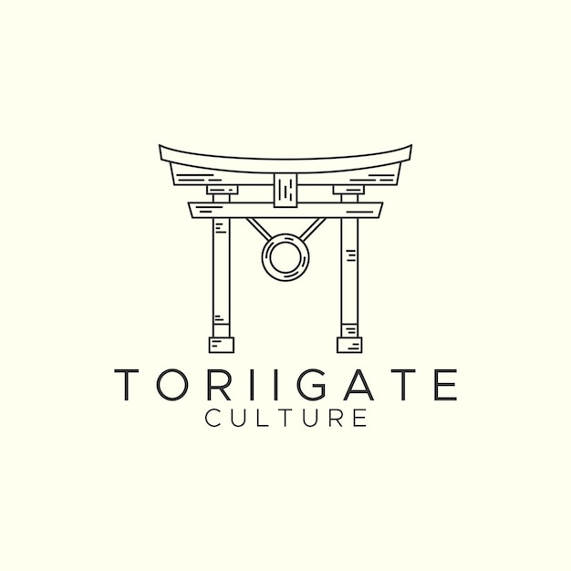 Vetor torii portão minimalista japonês linha arte logotipo ícone ilustração modelo design vetorial