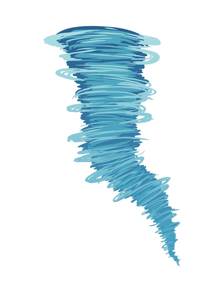 Vetor tornado ícone de furacão de desenho animado estilizado turbilhão de ciclone giratório em design de estilo plano ilustração em vetor de cataclismo climático
