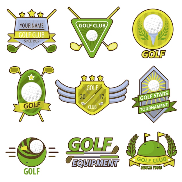 Torneio de golfe clube torneio emblemas vetor banner