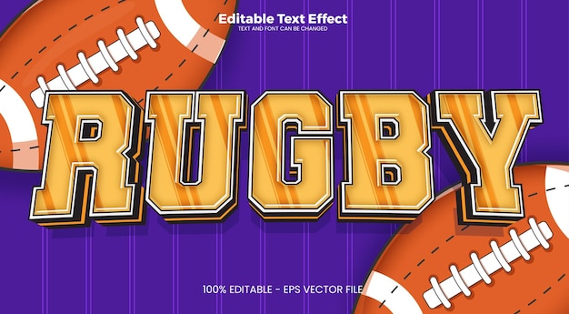 Torneio de rugby efeito de texto editável no estilo de tendência moderna