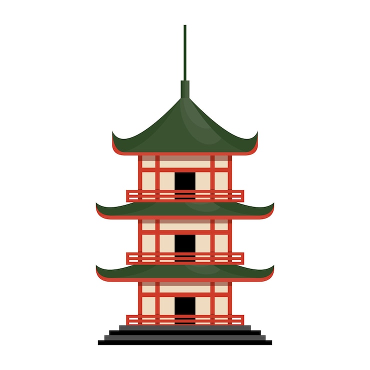 Vetor torre de pagode asiática stupa ilustração vetorial de estrutura religiosa asiática