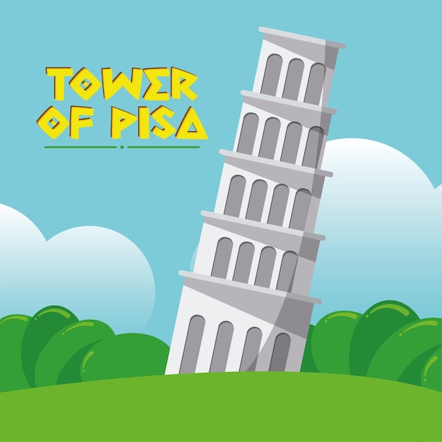 Vetor torre de pisa ponto de referência viagem à itália ilustração vetorial