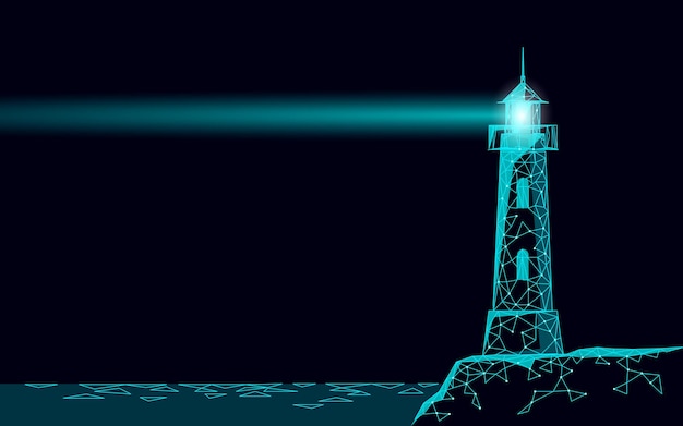 Vetor torre do farol emite lâmpadas de luz e lentes de navegação