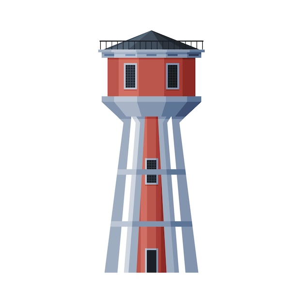 Vetor torre tanque de armazenamento de água líquida vida rural objeto ilustração vetorial plana isolada em fundo branco